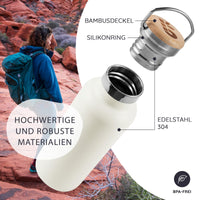 1 x RAW Customer Returns Bambaw Thermos Bottle 500ml, Drinking Bottle White, Stainless Steel Children s Drinking Bottle 500ml, Bicycle Drinking Bottle Insulated, Water Bottle 500ml - Polar White - RRP €18.65