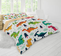 7 x Brand New Bedding set for children s boys - Microfibre dinosaur pattern printed in 3 pieces - with duvet cover and earcase - 135 x 200 cm - RRP €134.4