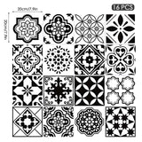 1 x Brand New WingFly 16 pieces tile stickers 20 x 20 cm, self-adhesive tile film for kitchen bathroom, decorative tile film for bathroom and kitchen, black and white - RRP €21.99