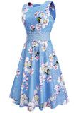 1 x RAW Customer Returns HOMEYEE Women s Vintage Round Neck Sleeveless Floral Embroidered Knee Length Cocktail Dress A079 XXL, Light Blue  - RRP €40.99