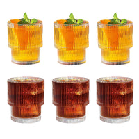 1 x RAW Customer Returns MUJUZE Ribbed Glasses Set, Ribbed Glasses Set of 6 200ML, Origami Style Water Glasses Stackable Glass Cups, Ripple Vintage Drinking Glasses Small, Glasses Set Ideal for Whiskey and Coffee Glasses - RRP €32.99