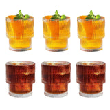 1 x RAW Customer Returns MUJUZE Ribbed Glasses Set, Drinking Glass Set of 6 200ML, Origami Style Ribbed Glasses Stackable Glass Cups, Ripple Vintage Drinking Glasses Small, Glasses Set Ideal for Whiskey and Coffee Glasses - RRP €26.99