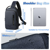 1 x RAW Customer Returns hk shoulder bag men, waterproof chest bag for 11.3 inch iPad crossbody bag with USB charging port backpack sling bag men small for work travel cycling hiking-blue - RRP €42.99