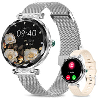 1 x RAW Customer Returns Fitonme Smartwatch Women Round with Telephone Function, 1.19 Inch AMOLED Display Fitness Watch with 100 Sports Modes Heart Rate Monitor SpO2 Sleep Monitor, IP68 Waterproof Sports Watch Wristwatch for Android iOS- RRP €59.99