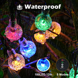 9 x RAW Customer Returns Damtong Solar Fairy Lights Outdoor Colorful, 100 LED 12M, Solar Fairy Lights Outdoor Weatherproof, Solar Fairy Lights Outdoor Colorful 8 Modes Crystal Balls, for Garden Terrace Balcony - RRP €152.91