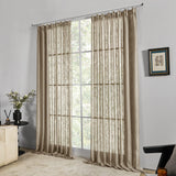 1 x RAW Customer Returns Deconovo Voile Transparent Curtain with Ruffle Tape Semi-Transparent Decorative Curtain Semi-Transparent Linen Look Airy Curtains Children s Room, 245 x 140 cm Height x Width , Taupe, Set of 2 - RRP €29.49