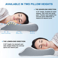 1 x RAW Customer Returns Elviros Cervical Pillow for Neck Pain, 2 in 1 Memory Foam Contour Support Pillow, Ergonomic Orthopedic Traction for Shoulder Pain Relief, 56x11 9x43cm, Gray - RRP €30.24