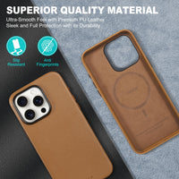 1 x RAW Customer Returns TUCCH Protective Case for iPhone 15 Pro, Magnetic Wireless Charging Case, Non-Slip PU Leather Cell Phone Case, Shockproof Thin Anti-Fingerprint, Lightweight Case Compatible with iPhone 15 Pro 6.1 inch, Brown - RRP €18.99