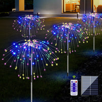 1 x RAW Customer Returns HELESIN solar lamps for outdoor decoration, 4 pieces 120LED fireworks lights with timer and 8 modes, IP65 waterproof garden decoration for outdoors, solar lights garden decoration for patio, lawn, housewarming gift - RRP €25.99