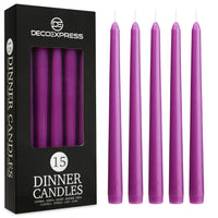 1 x RAW Customer Returns Deco Express stick candles white, gold, silver or colorful, pack of 6, 10, 15 or 50, long burning time 8 hours, unscented purple, set of 15  - RRP €14.99