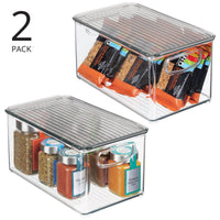 1 x RAW Customer Returns mDesign set of 2 storage boxes with handles refrigerator box with lid for food storage shelf made of BPA-free plastic for the kitchen or refrigerator transparent grey - RRP €39.99