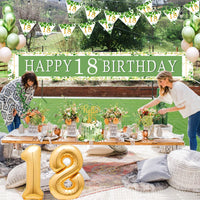 19 x Brand New 18 Years Birthday Balloons, 18 Years Old Banner Decorations, Sage Green Balloons, 18 Years Old Girl Boy Decorations, 18 Year Old Birthday Banner Background Party Decorations for Adults - RRP €387.6