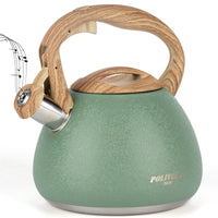 1 x RAW Customer Returns Poliviar induction tea kettle - kettle for induction and gas stoves - 2.5L whistling kettle with wood grain handle - kettle induction whistling kettle made of stainless steel - new design version - RRP €42.35