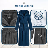 1 x RAW Customer Returns Morgenstern women s bathrobe with hood, cotton, terry cloth, long, navy blue, size MI 40 42 - RRP €50.36