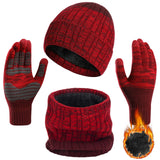 1 x Brand New Geebuzz 3 Piece Winter Scarf Hat and Touchscreen Gloves Set for Men Women Warm Fleece Lined Knitted Hat B-Red  - RRP €27.6