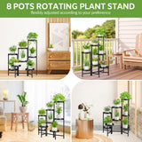 1 x RAW Customer Returns VASZOLA 8 Tier Metal Plant Stand Flower Shelf, Foldable Corner Plant Shelf for Multiple Plants, Tiered Plant Stairs Flower Pot Holder for Patio Living Room Garden Balcony, Black - RRP €66.99