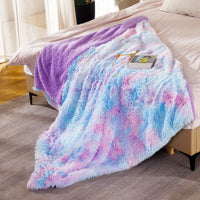 1 x Brand New CASOFU Cuddly Blanket Fluffy Purple Blanket Fur Blanket 150x200 cm Faux Fur Blanket Imitation Fur Tie Dye Colorful Thick Warm Winter Children Girls Sofa Blanket Sherpa Winter Blanket Adults - RRP €20.14