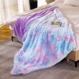 1 x Brand New CASOFU Cuddly Blanket Fluffy Purple Blanket Fur Blanket 150x200 cm Faux Fur Blanket Imitation Fur Tie Dye Colorful Thick Warm Winter Children Girls Sofa Blanket Sherpa Winter Blanket Adults - RRP €20.14