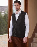 1 x RAW Customer Returns Kallspin Men s Knitted Vest Sleeveless Cardigan Wool Blend with Cable Pattern and Buttons Dark Grey, 3XL-Tall  - RRP €40.99