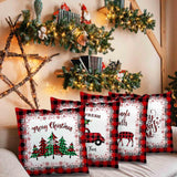 1 x Brand New AIBIIN Set of 4 Christmas Cushion Covers 45 x 45 cm Red Christmas Tree Pattern Home Decor for Sofa - RRP €19.2