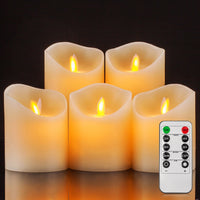 1 x RAW Customer Returns Aku Tonpa Flameless Candles, Battery Operated Real Wax Pillar Candles, Flickering Moving Wick Electric LED Candles Set with Remote Control, 24 Hour Timer, 5 Pack - RRP €25.88