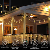 1 x RAW Customer Returns Joomer Solar Fairy Lights Outdoor, 7.5M 16 Bulbs LED Solar Fairy Lights Outdoor Weatherproof 8 Modes Vintage Hemp Rope Warm White Outdoor Fairy Lights for Garden Party Wedding Pavilion Balcony - RRP €29.99