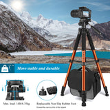 1 x RAW Customer Returns Victiv Camera Tripod 182cm Aluminum Travel Tripod Lightweight Compact Tripod with 3-Way Swivel Head for 360 Panoramic Shooting for DSLR YouTube Living Vlog - Orange - RRP €41.34