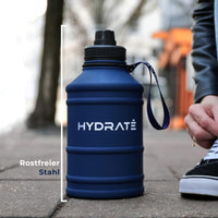 1 x RAW Customer Returns HYDRATE stainless steel drinking bottle - 2.2 liters - BPA-free sports water bottle - metal water bottle with practical nylon carrying strap and leak-proof screw cap, gym - RRP €25.2