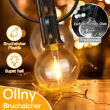 1 x RAW Customer Returns Ollny outdoor fairy lights 15M, outdoor fairy lights with 25 2 G40 light bulbs, waterproof LED fairy lights for garden, camping, gazebo, patio, weddings, parties - RRP €29.99