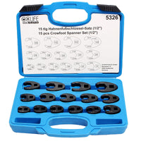 1 x RAW Customer Returns CCLIFE 15pcs crowfoot wrench crowfoot wrench socket wrench torque 1 2 3 8 external square drive 8-24mm - RRP €39.66