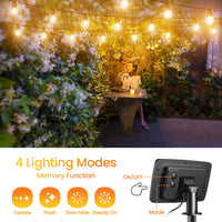 1 x RAW Customer Returns GlobaLink Outdoor Solar Fairy Lights, 10 1 LED 12.5M Fairy Lights Bulbs with USB Solar Charging Method, 4 Modes with Remote Control Dimmable for Gardens, Balcony, Party, Patio Decoration Outdoor - RRP €34.7