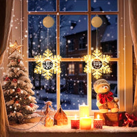 1 x RAW Customer Returns BLOOMWIN Christmas Lights Window Indoor LED Snowflakes Window Decoration 2 Pcs. Curtain Lights Warm White Battery Operated, 21cm - RRP €20.99