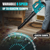 1 x RAW Customer Returns Cordless leaf blower for Makita 18V battery, cordless blower for cleaning outdoor lawn care leaf blowing air speed 67m s, air volume 5.8-12.2 m min, without batteries and charger  - RRP €70.58