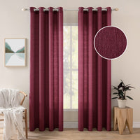 1 x RAW Customer Returns MIULEE Set of 2 Voile Curtains Sheer Linen Curtain with Eyelets Transparent Irregular Texture Curtain Eyelet Curtain Window Curtain Translucent for Bedroom 145 x 140cm H x W Wine Red - RRP €21.17