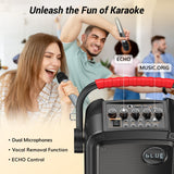 1 x RAW Customer Returns Bluetooth speaker portable TONOR Karaoke PartyBox with 2 microphones wireless karaoke machine singing system with wireless radio microphone supports BT TF USB AUX for party outdoors adults children K7 - RRP €129.99