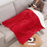 1 x RAW Customer Returns MIULEE Cuddly Blanket Thick Blanket Lamb Blanket Bed Blanket Striped Fluffy Soft Blanket Sofa Throw Couch Blanket for Bed Sofa Living Room 150 x 200 cm Red - RRP €40.49