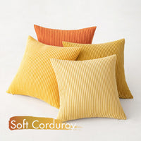 1 x RAW Customer Returns MIULEE Corduroy Cushion Cover Soft Cushion Cover Decorative Sofa Cushions Square Throw Pillows Modern Decorative Pillowcase Striped Pillowcases for Living Room Bedroom 4 Pieces 40 x 40 cm Orange - RRP €21.85