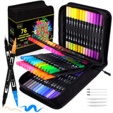 1 x RAW Customer Returns Efimeso 76 Felt-Tip Pens Children Set Brush Pens With Case, Double Tip Colored Pens Fineliner Dual Brush Pen Set Maker Felt-Tip Pens For Adults Painting Sketching Highlighting Lettering - RRP €27.14