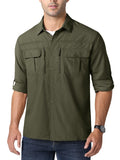 1 x RAW Customer Returns MAGCOMSEN Safari Shirts for Men UPF 50 Outdoor Shirts Long Sleeve Hiking Shirt Men Breathable Sports Shirt Lightweight Functional Shirt Quick-drying Tropical Shirt Army Green 2XL - RRP €41.03