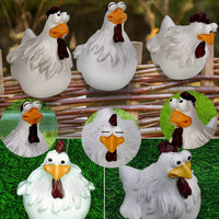 1 x RAW Customer Returns Hopeful 3pcs Ceramic Chicken Garden Ornaments Resin Material Garden Garden Ornaments - RRP €29.99