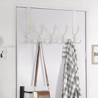 1 x RAW Customer Returns Dseap door coat rack for hanging, stainless steel door hook inside, door hook rail, coat hook door, door hanger, for clothes hat towel coat, with 5 triple hooks, white - RRP €18.14