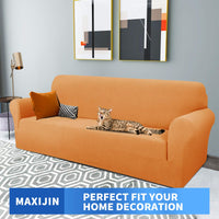 1 x RAW Customer Returns MAXIJIN Creative Jacquard Couch Covers for 3 Seater, Super Stretch Non-Slip Sofa Cover for Dogs Pet Friendly 1 Piece Elastic Furniture Protector Sofa Covers 3 Seater, Orange  - RRP €39.34