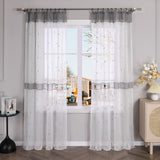 1 x RAW Customer Returns Yujiao Mao Embroidery Voile Curtains Pack of 1 Transparent Curtain Scarf with Ruffle Tape W x H 140 x 175 cm Grey - RRP €28.99