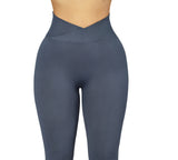 2 x Brand New RXRXCOCO Cross Waist Seamless Gym Leggings for Women High Waist Boom Booty Running Pants Push Up Scrunch Butt Bodycon Sports Pants Leggings - RRP €36.28