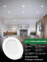 1 x RAW Customer Returns Bombubilla recessed spotlight LED flat ceiling spotlight 7W 600LM, 3CCT warm white neutral white cool white adjustable, cutout 95-100mm, recessed ceiling spots IP44 for bathroom kitchen, set of 10 - RRP €20.4