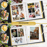 1 x RAW Customer Returns Lanpn Photo Album Self-Adhesive Scrapbook, Linen Large White Pages Photo Book for DIY with Stickers Metallic Pen 10x15 13x18 A4 A5 Pictures Large, 40 Sheets 80 Pages, Gray  - RRP €27.99