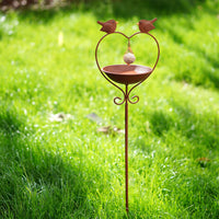 1 x RAW Customer Returns JUJOYBD Standing bird bath large 115cm - Winterproof bird bath on a stick - Rustic garden decoration for the whole year - Decorative bird watering place for hot days - Garden stake in rust look - RRP €25.99