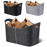 10 x Brand New Wood basket for firewood felt bag firewood firewood bag foldable wood basket felt basket felt multifunctional firewood bag storage basket firewood basket dark grey 1  - RRP €204.0