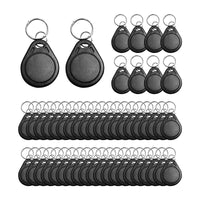 1 x RAW Customer Returns 50pcs 125kHz Writable RFID Proximity Key Fobs T5577 Keychains Rewritable RFID Key Fobs NFC Token Tags for Card Copy Clone Black  - RRP €27.6