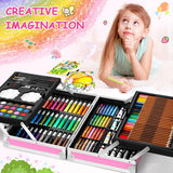 1 x RAW Customer Returns Spardar Painting Case for Kids, 145pcs Deluxe Painting Set with Aluminum Box, Drawing Set with Oil Pastels, Colored Pencils, Markers, Watercolor Cakes etc. Gift for Children, Beginners, Artists - RRP €36.38